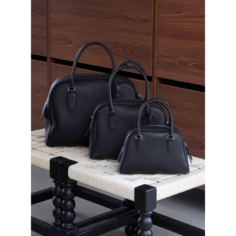 

Высококачественная сумка для боулинга из натуральной кожи, внутри и снаружи, женская сумка с ощущением роскоши, многослойная воловья кожа, сумка через плечо на одном плече 20x14x8cm чёрный