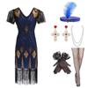 Large Size Retro Sequined Dress Handmade Beaded Fringed Dress Set