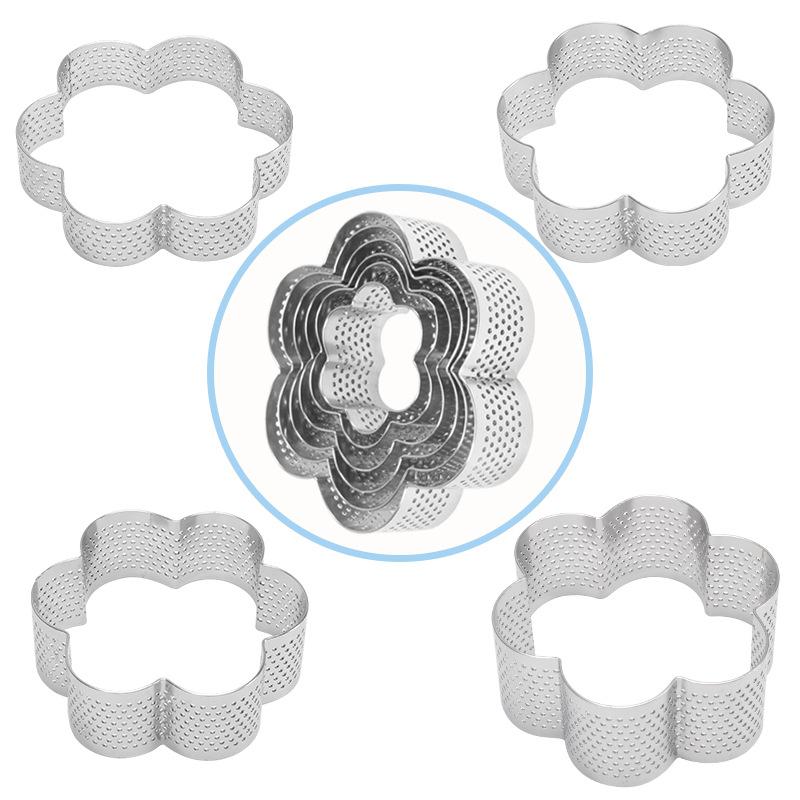 Baking Mousse Tart Ring 1 Pcs Stainless Steel Perforated Pastry and Crumpet Mold for Kitchen and Home Hotel Use