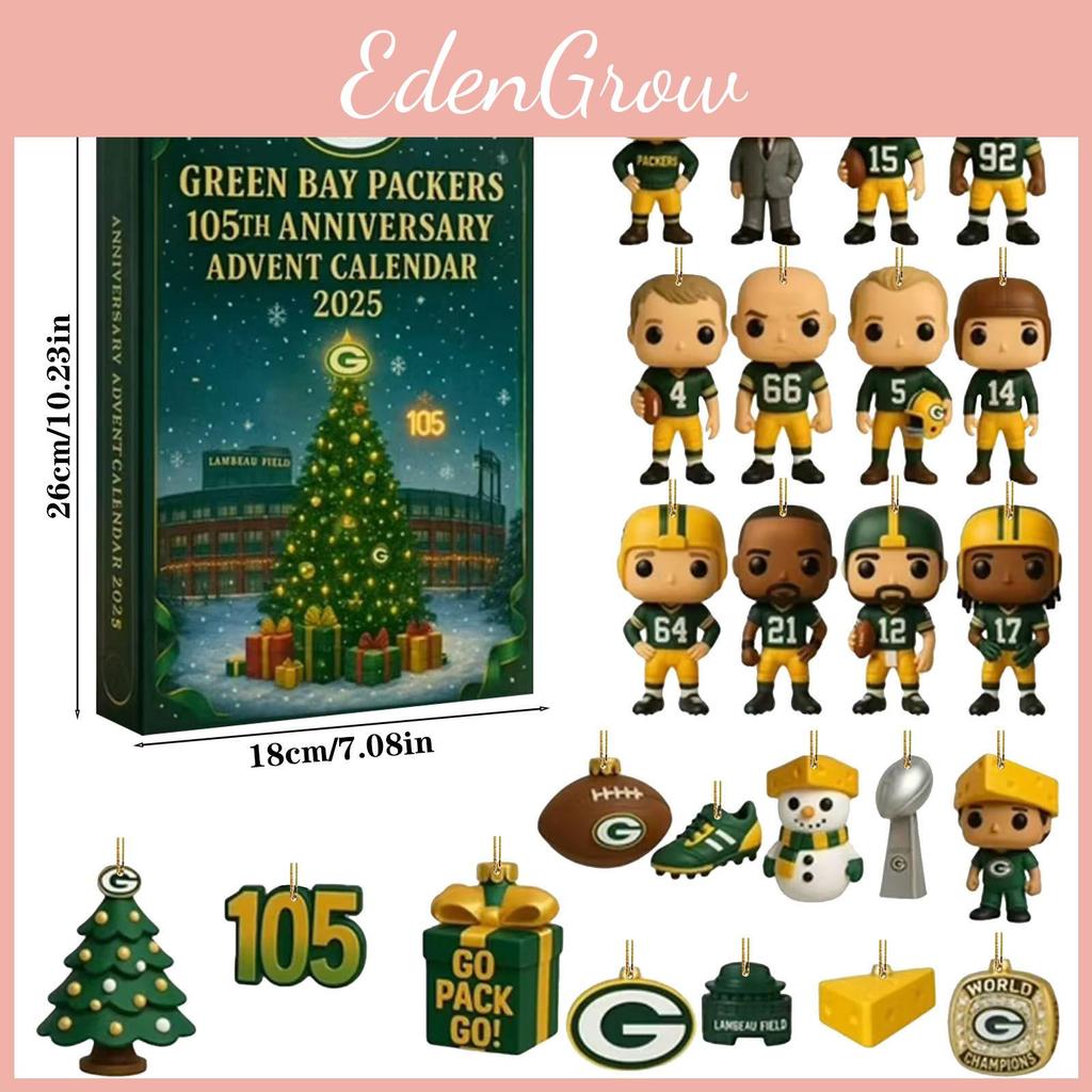Green Bay Packers Anniversary Advent Calendar Acrylic Christmas Decor Gift For Sports Fans