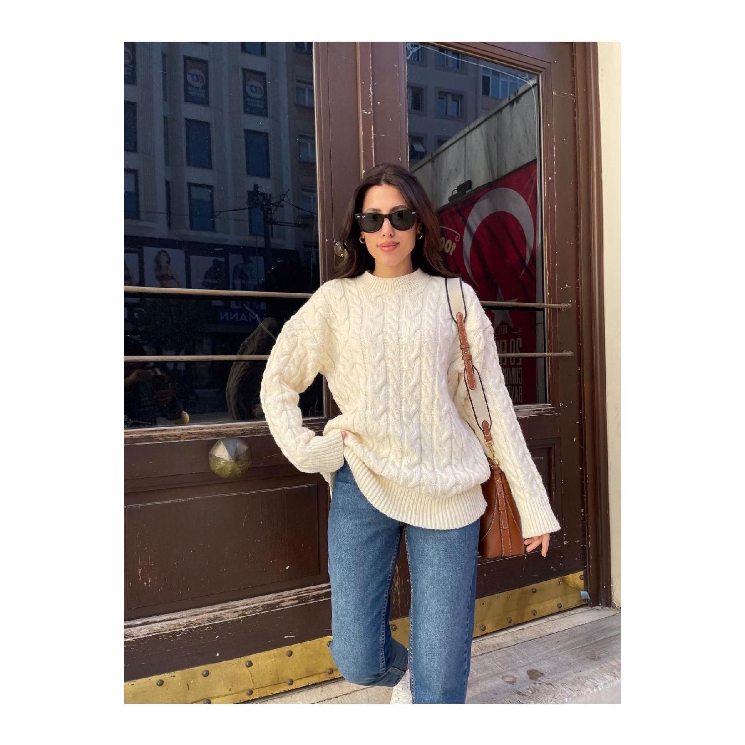 

Hair Braided Knitwear Women s Sweater Standart екрю