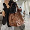 Retro Handmade Big Beach Tote Bag High Capacity Shoulder Solid Color Multifunction Handbags for Ladies