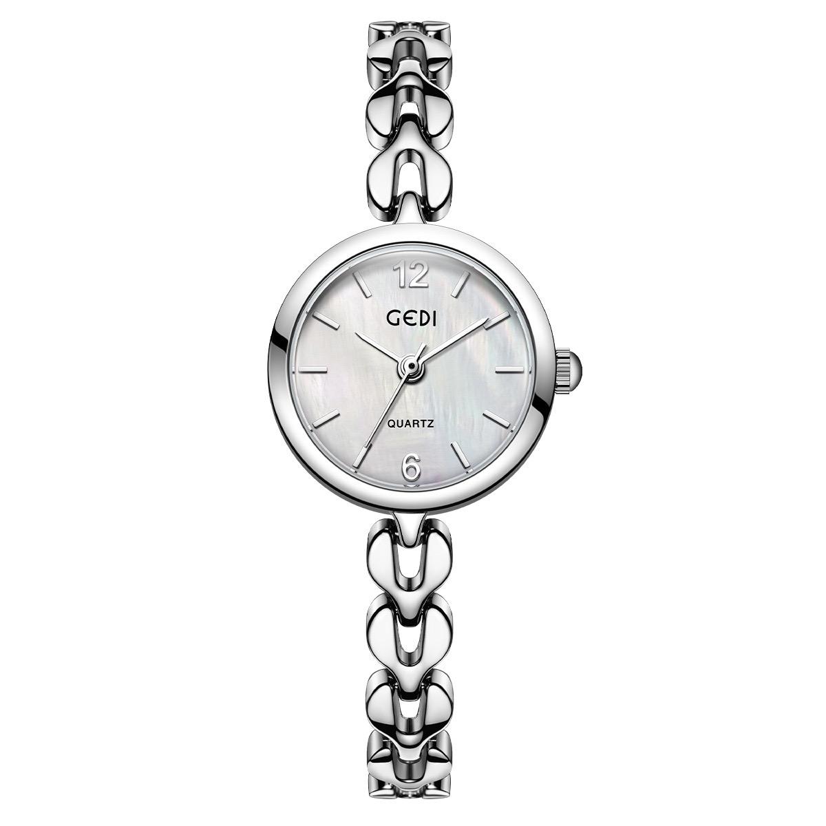 

GEDI Новые женские кварцевые часы-браслет с маленьким циферблатом, модные простые из нержавеющей стали, часы для девушки, подарок серебряный