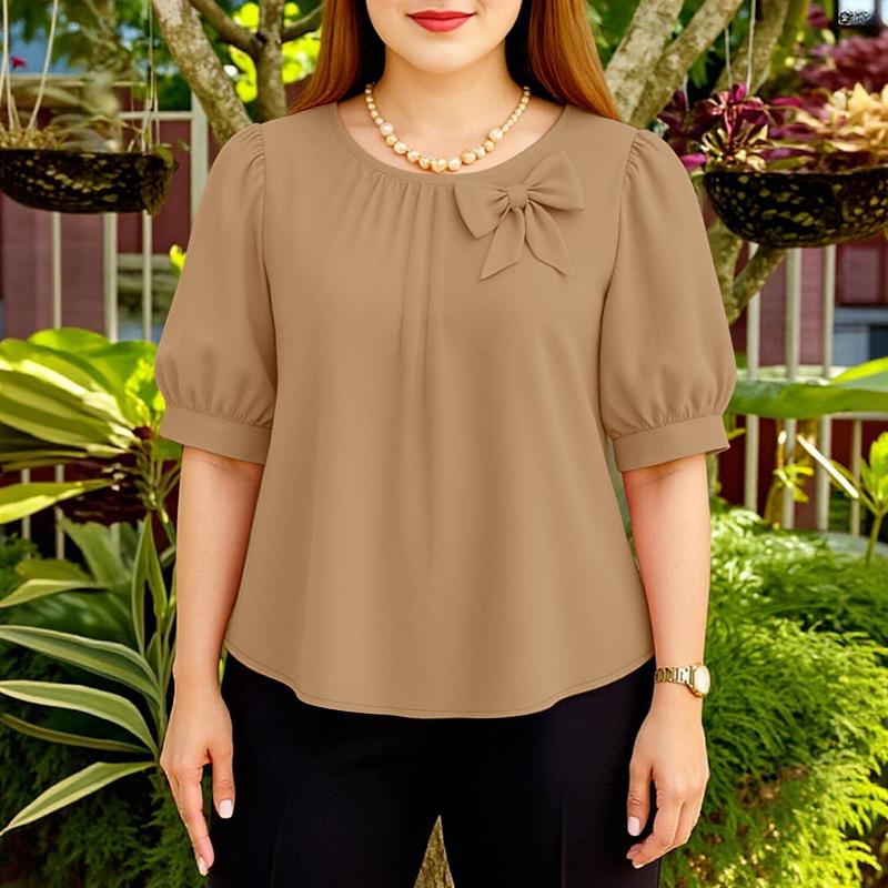 ZANZEA Lässige Damenbluse mit Rundhalsausschnitt und kurzen Ärmeln für den Sommer