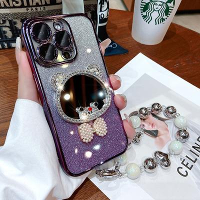 Applicable To IPhone 15 Mobile Phone Case Silicone Bear Mirror 14 Promax Protective Case 13 Apple 16 Luxury
