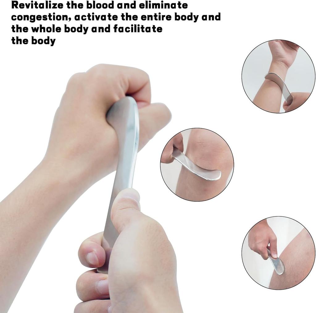 Gua Sha Stainless Steel Gua Sha Scraper Grade Fascia Tool for Rubbing Lymphatic Drainage Massager Full Body Cellulite Massage for Legs, Back, Face