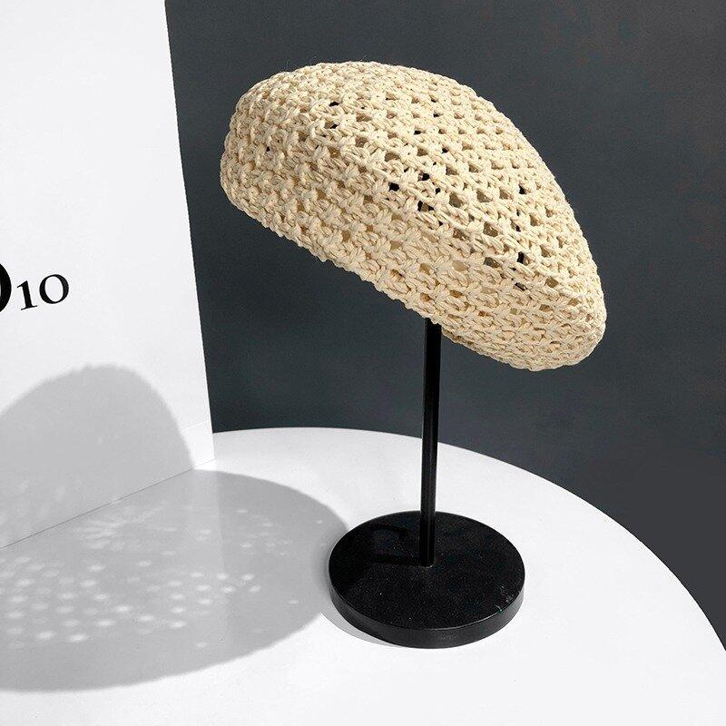 

Элегантный мужской однотонный сетчатый берет с боковой серебряной застежкой, универсальный берет для отдыха на открытом воздухе, солнцезащитный козырек для весны и осени, путешествий, туризма, пляжа, отпуска ONE SIZE бежевый