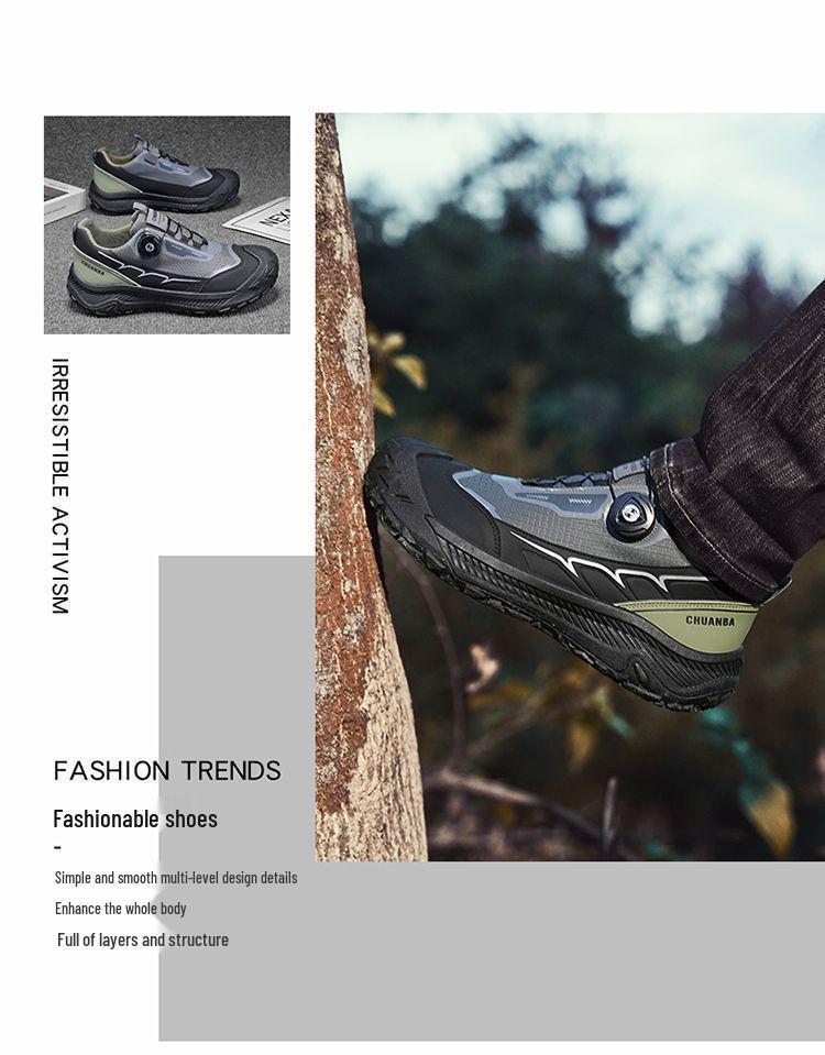 Men's Versatile Casual Dad Shoes with Rotating Buttons - Thick Sole for Sports, Hiking, and Travel