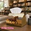 1pc, 2D Flat Printing, Tissue Box with Horses Running On Grass At Sunset Pattern, Suitable for Home, Kitchen, And Car Decoration, Tissue Dispenser, Id