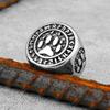 Norse Mythology Rune Ring Viking Bear Paw Stainless Steel Mens Rings Punk Hip Hop Rock for Male Boyfriend Jewelry Gift