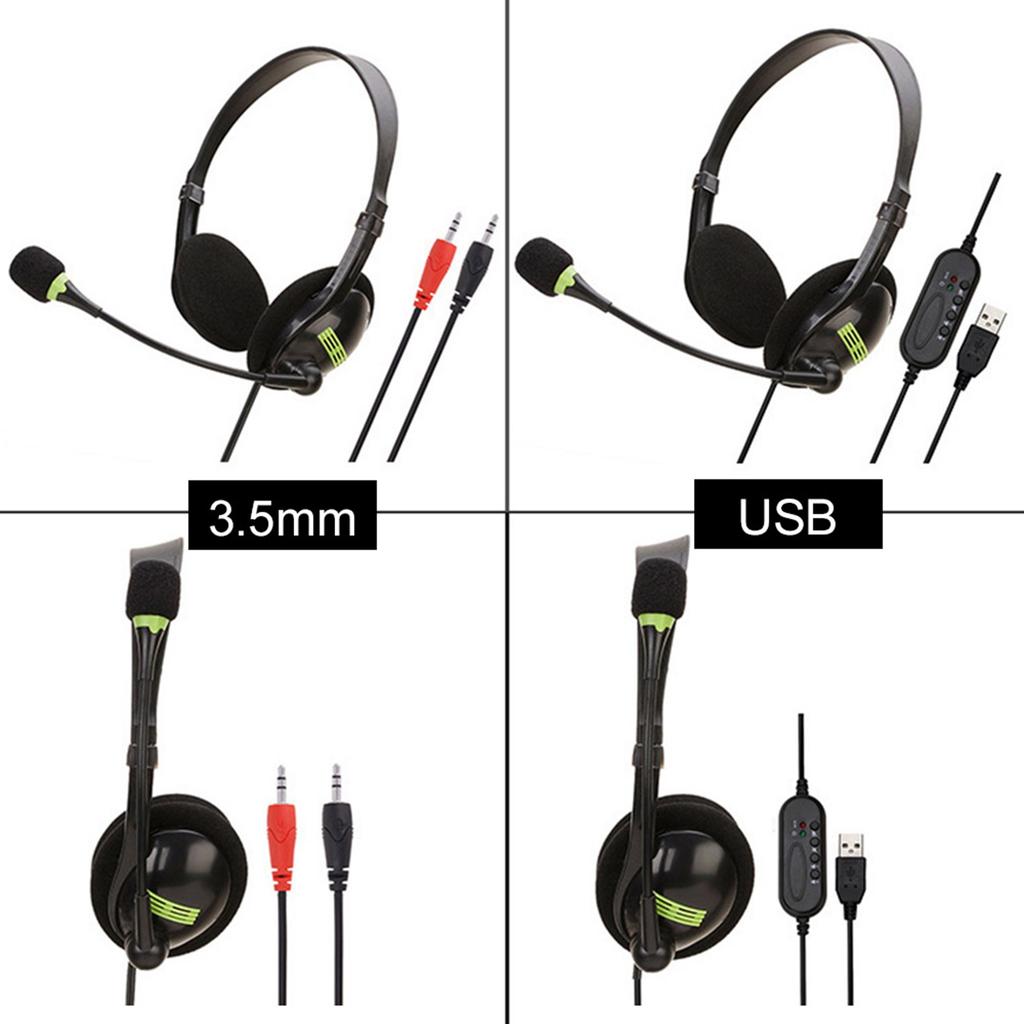Gaming Headset Over Ear Head Mounted Wired Headphones with Mic 30mm Driver Adjustable Headband for Laptop Computer PC