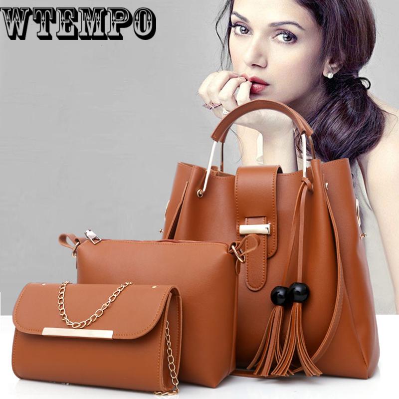 

Модные трендовые сумки из трех частей, повседневная сумка, простая сумочка с кисточками, сумка через плечо （3pcs）