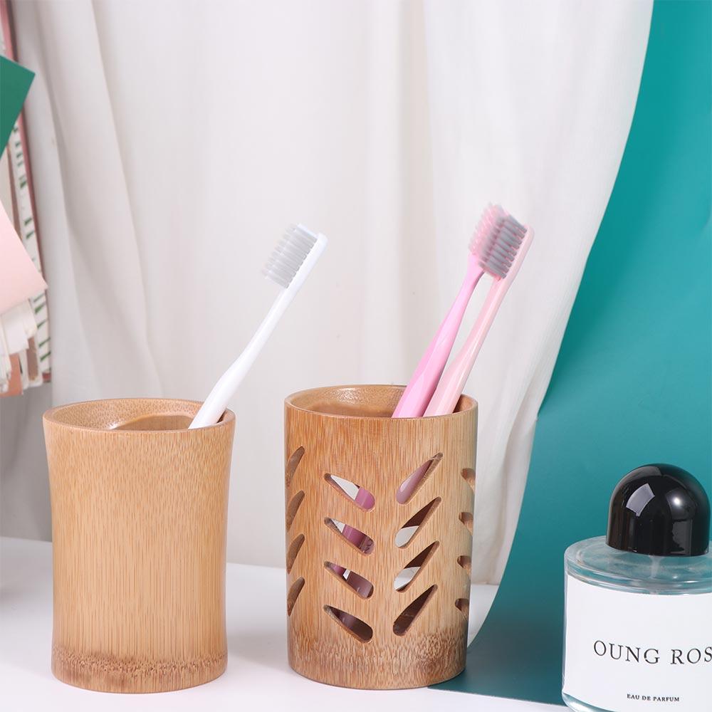 Wood Bamboo With Drainage Kid's Room For Home Bathroom Toothbrush Cup Toothbrush Holder Storage Cup