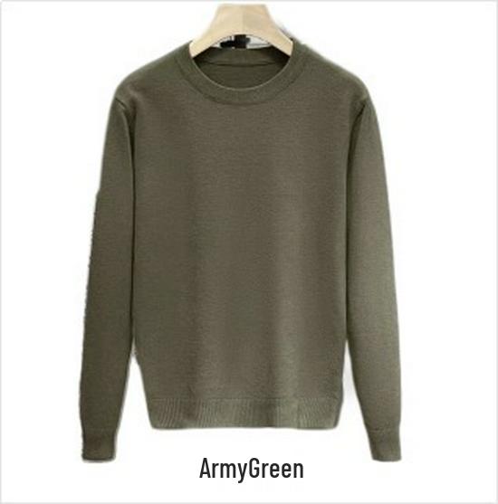 Men's Round Neck Solid Color Casual Knit Sweater - Trendy and Handsome Pullover for Autumn Winter