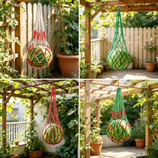 UV Resistant Fruit Support 10Pcs Watermelon Sling Nets, Weatherproof Reusable Melon Holder Space Saving Vine Mesh, Hammocks for Cantaloupe Cucumber