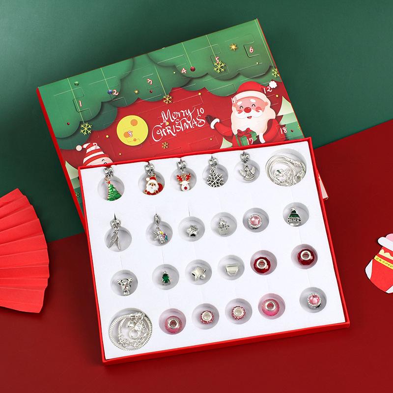 Envelope Calendário do Advento de Natal de 24 Compartimentos: Pulseira DIY e Cartão de Felicitações de Bênção Presente para Crianças