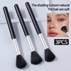 1pcs/3pcs Black Wooden Handle Fiber Blush Brush Beginner Makeup Brush Contour Brush Highlight Brush Multifunctional Makeup Tool
