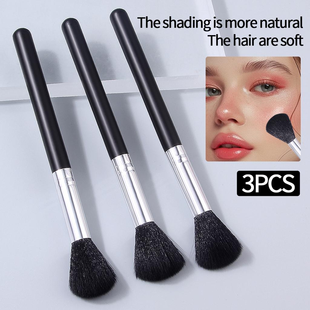 1pcs/3pcs Black Wooden Handle Fiber Blush Brush Beginner Makeup Brush Contour Brush Highlight Brush Multifunctional Makeup Tool