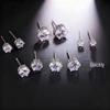 S925 Silver Zircon Stud Earrings, White Gold Plated, European & American Style