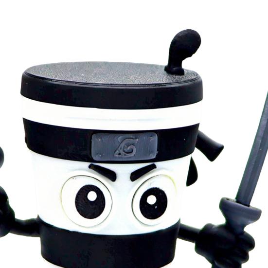 Cappuccino Cup Figurine with Weapon 3D Printed Ninja Shaped Coffee Cup with Movable Joints Collectible Ornament for Coffee Lovers And Anime Fans