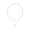 Love Heart Pendant Necklace with Pearls Women Neck Jewelry Alloy Texture Beads Necklace Suitable for Parties and Wedding