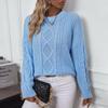 Drizzle Solid Cable Knit Pullover - Women's Loose Long Sleeve Sweater for Autumn and Winter