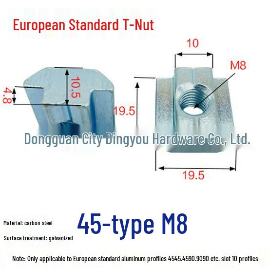 Industrial T-Slot Stainless Steel Slider Nut for 20/30/40 Aluminum Profiles, Square Nuts M3-M8