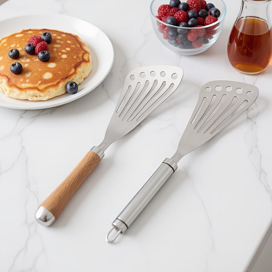 

Stainless Steel Slotted Fish Spatula - Thickened, Polished, Oblique Design for Kitchen Use Stainless Steel Handle Fish Spatula