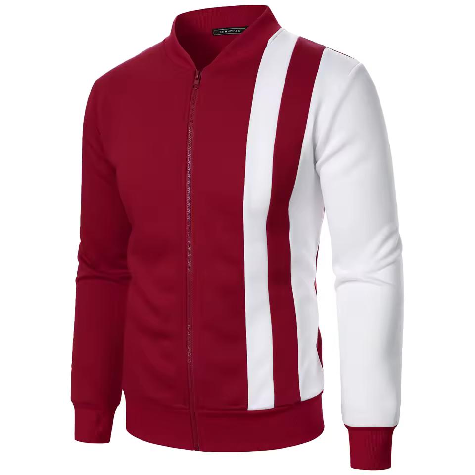 Men's Zipper Stand-up Collar Color Matching Jacket Casual Long-sleeved Zipper Fitness Sports Jacket
