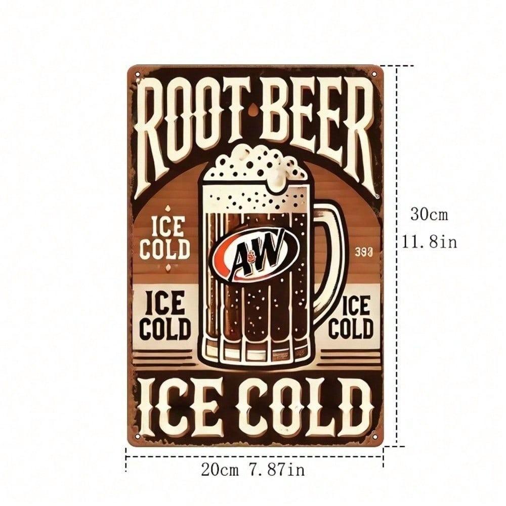 A&W Root Beer Vintage Tin Sign Retro Metal Wall Art Rustic Americana Decor For Bar Kitchen Garage Man Cave
