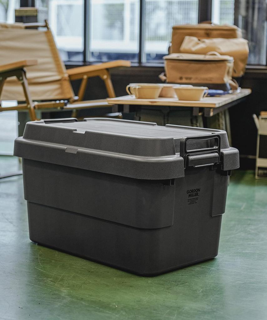 GORDON MILLER 50L Stackable Trunk Cargo Storage Box Organizer, Dark Gray, with Lid, Outdoor Seating, Large Capacity, 1664702