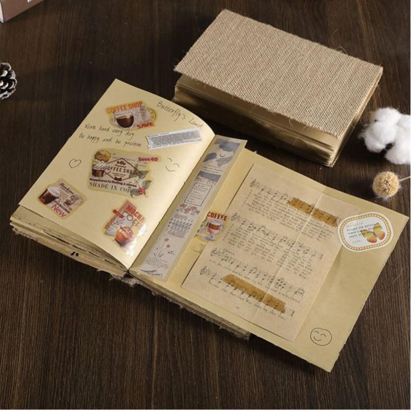 A5 Retro Linen Rough Hand Ledger Hardcover Sewing Line Blank Kraft Paper for Diy Travel Materials Inspiration Hand Ledger