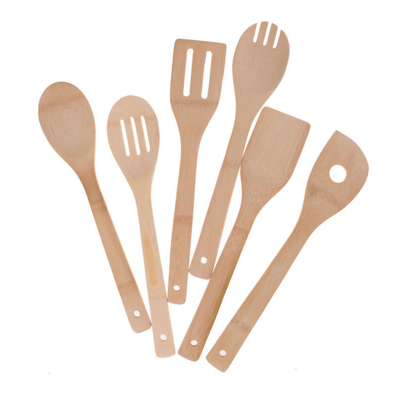 Bambu Ahşap Mutfak Aletleri Kaşık Spatula Ahşap Pişirme Karıştırma Gereçleri Aletler