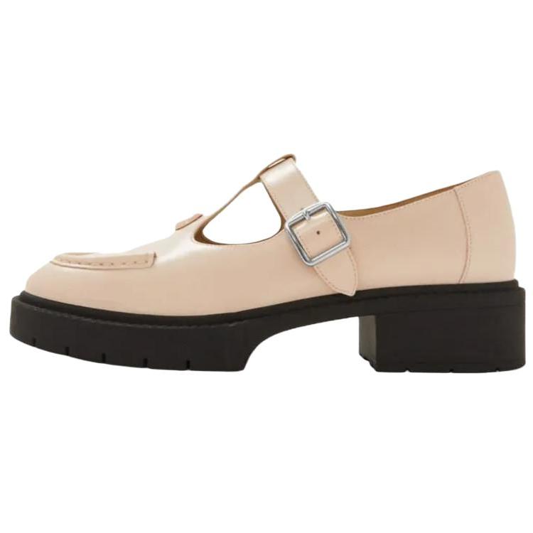 Coach Liv Leather Round Toe Buckle Flat Casual Shoes 4.5cm Women Shoes Pink CZ383-BLH