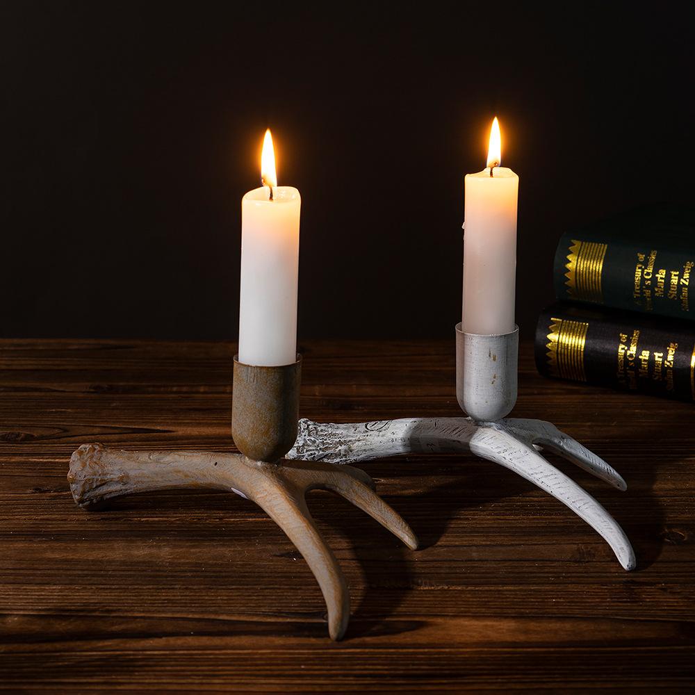Nuevo Producto Adornos Candelabro Astas Retro Animales Hogar Candelabro de Escritorio Hogar Artesanías Decorativas de Resina