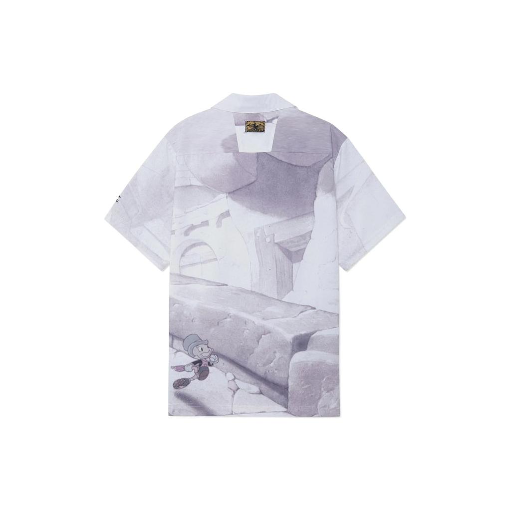 Li-Ning X Disney Pinocchio Collection Cartoon Print Casual Short Sleeve Shirt Men Tops White Sand Gray ASHS431-1