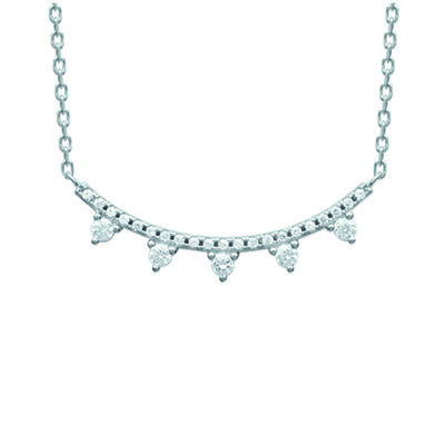 [M7594] - Colar de Prata 'Sissi' prata branca (banhado a ródio) - 28x4 mm