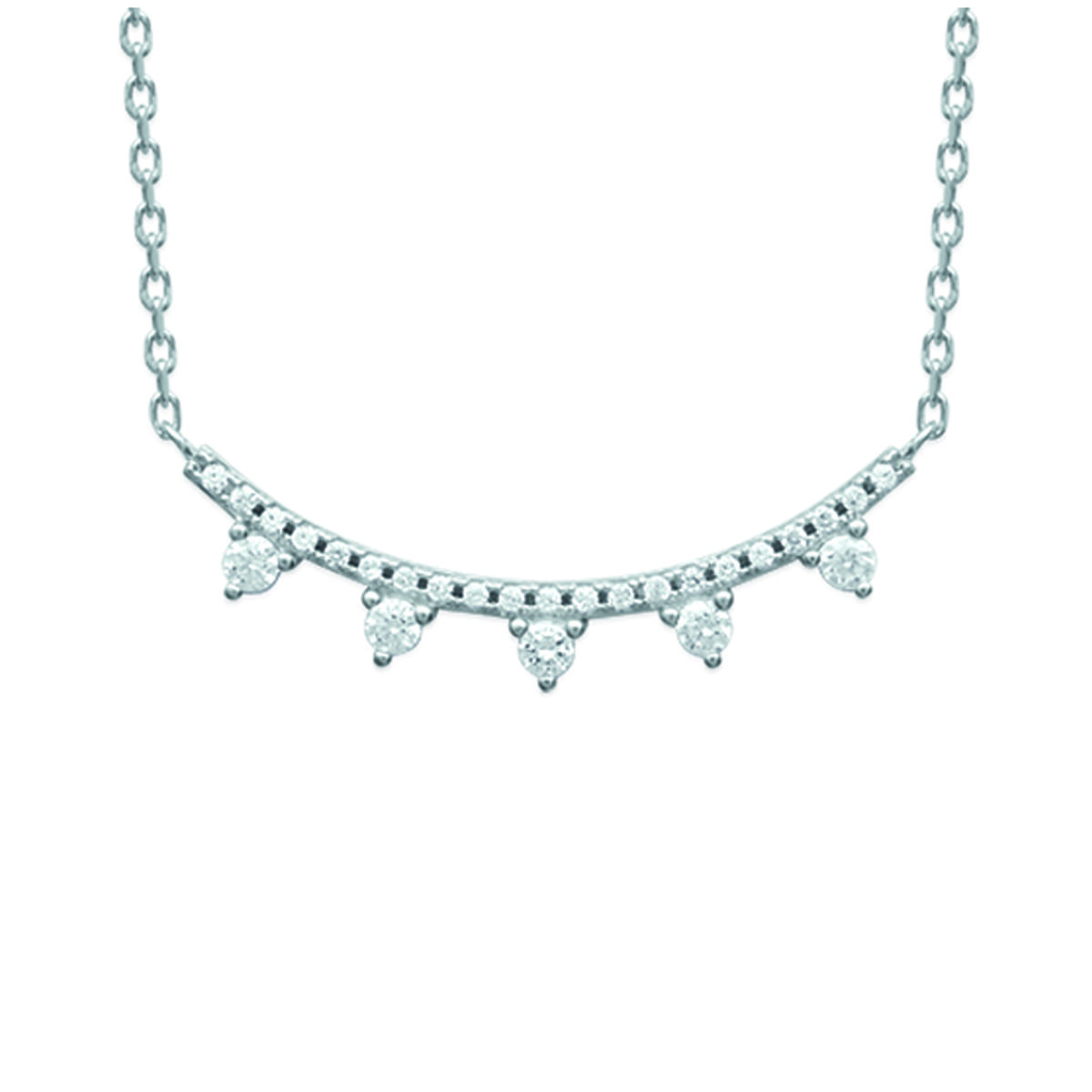 

Les Trésors De Lily [M7594] - Серебряное ожерелье Сисси белое серебро (родий) - 28x4 мм