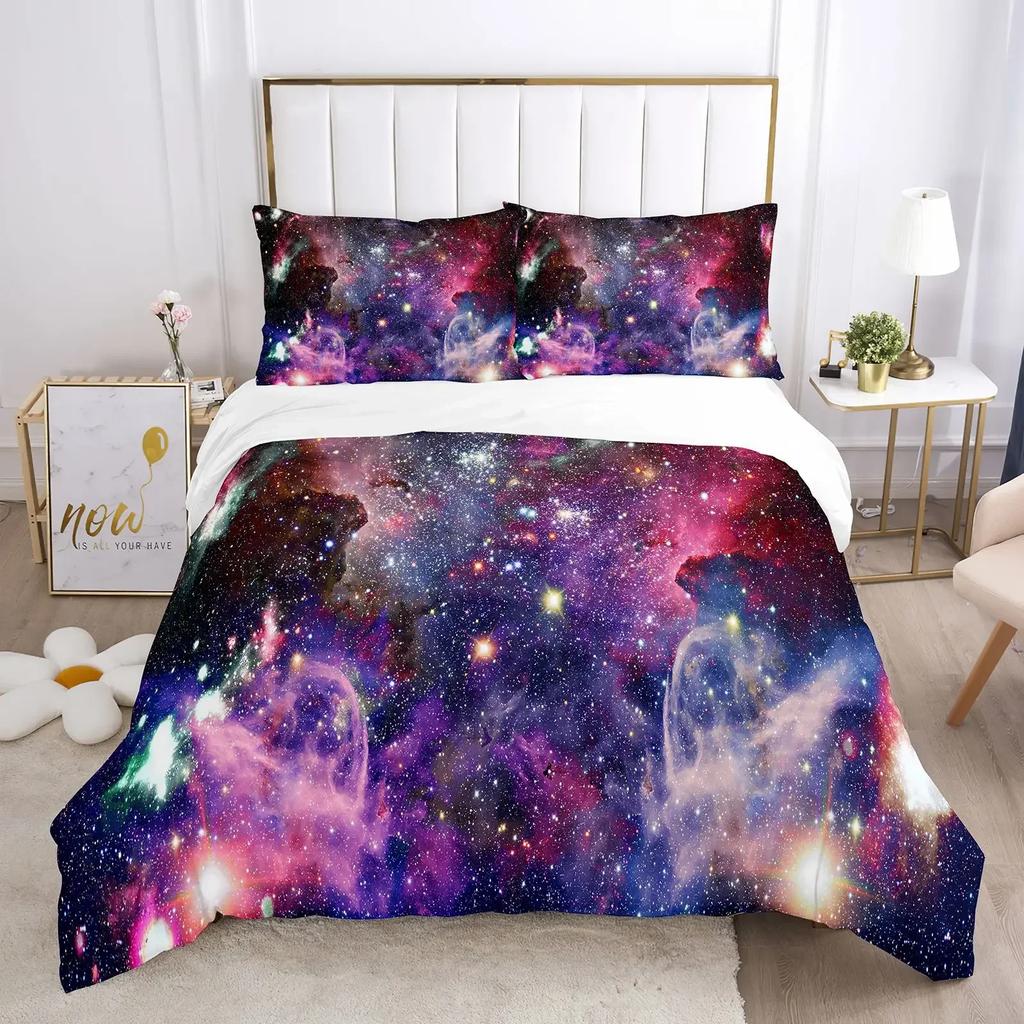 Galaxy Weltraum 3D Universum Bequeme Bettdecke Bettbezug Kissenbezug Bettwäscheset Kinder Schlafzimmer Dekoration Heimtextilien
