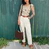 Floral Bustier Crop Top Corset With Straps Womens Camisole for Tank Tops Backless Bustier Lace Up Print Camisole Tops