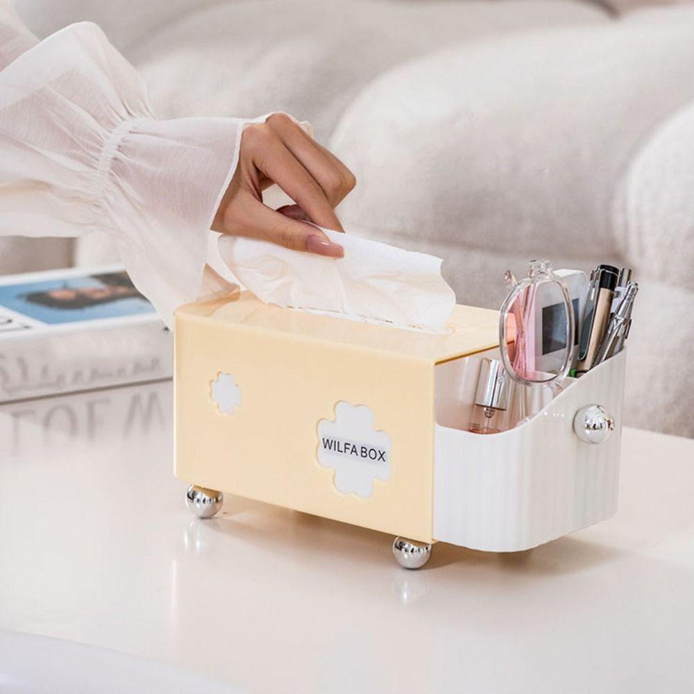 With Spring Desktop Storage Box Space Saving Napkin Dispenser Durable Tissue Box  Bedroom