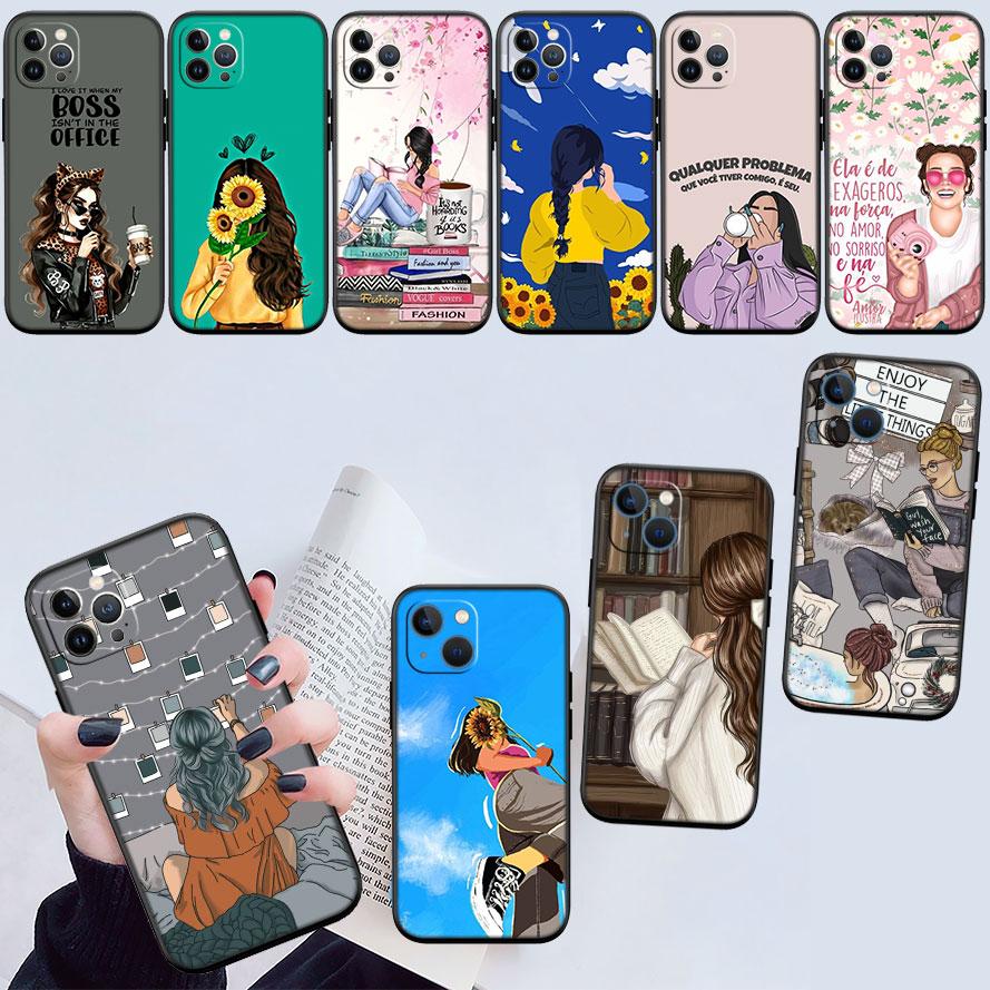 IK36 Girl Coffee Book Aesthetics Case for Samsung M06 M15 M16 M35 M55 M56 A36 A42 A50 A50S A51 A52 A32 A33 A05 A05S A06 A16 A20