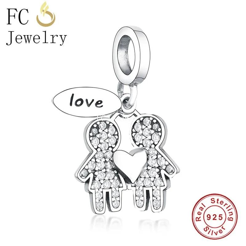 FC Jewelry Fit Original Pan Charms Bracelet Authentic 925 Silver Little Boy Girl Son Daughter Bead Pendant For Women Berloque