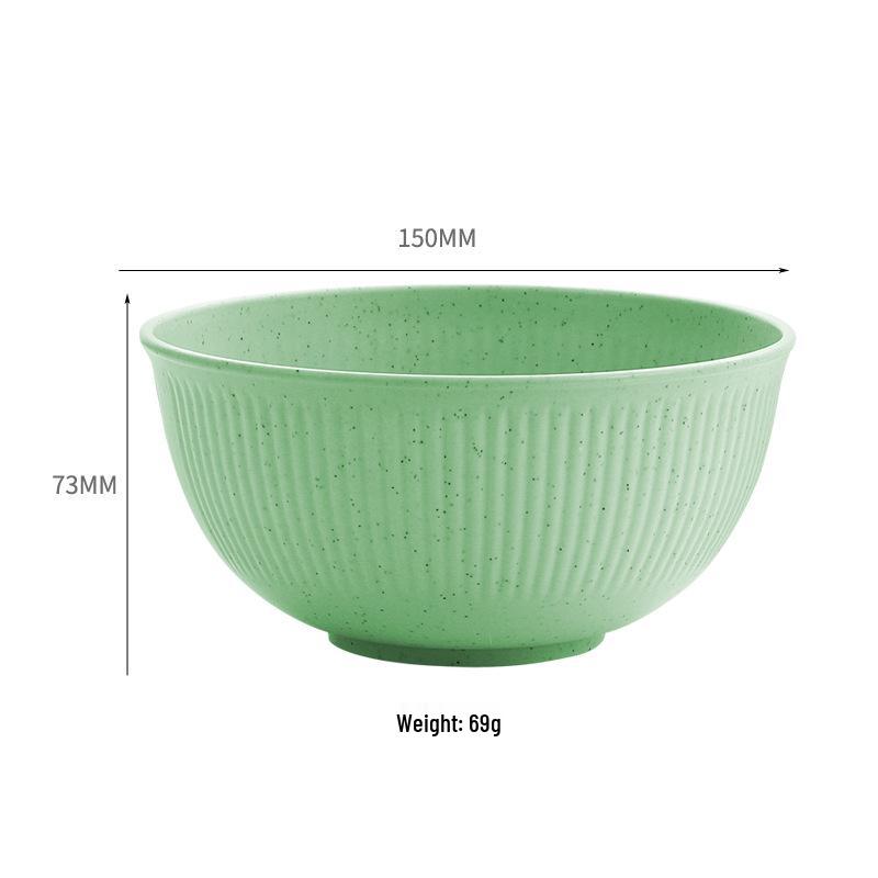 TK Exclusive Wheat Straw Bowl: 15cm Macaron Color, Vertical Stripe Design, Customizable with Logo