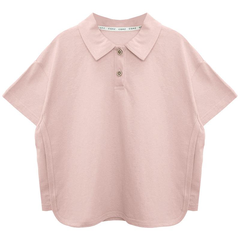 Boys Children Solid Cotton Short Sleeve Korean Style Polo Shirt Casual Summer Top 90cm