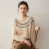 Lekasha Women's Cashmere Goat Wool Fair Isle Knit Turtleneck Sweater for Autumn/Winter