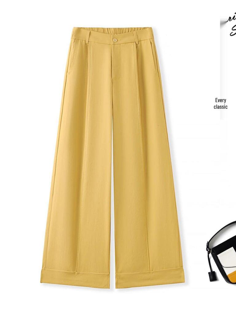 Women's High-Waisted Dark Purple Wide-Leg Pants - Spring/Autumn 2026 Lazy Drapey Casual Suit Style