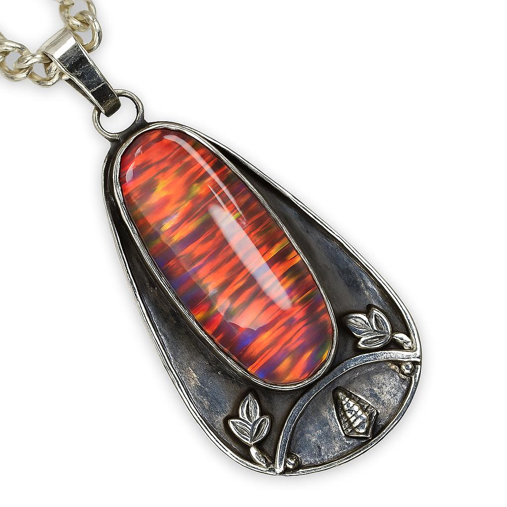 Natural Opal Pendant 925 Sterling Silver 47 ct Oval Gemstone for Him October Birthday Birthstone