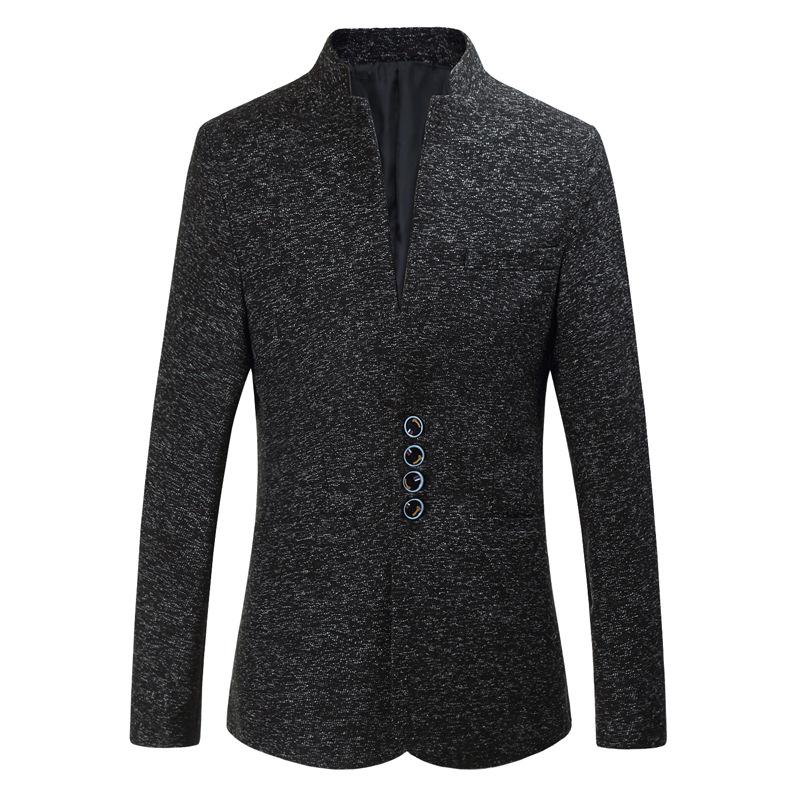 Men's Slim Fit Stand Collar Multi-Button Casual Suit Jacket