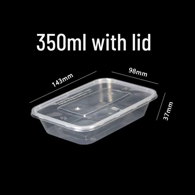 Disposable Rectangular Transparent Plastic Lunch Box with Lid